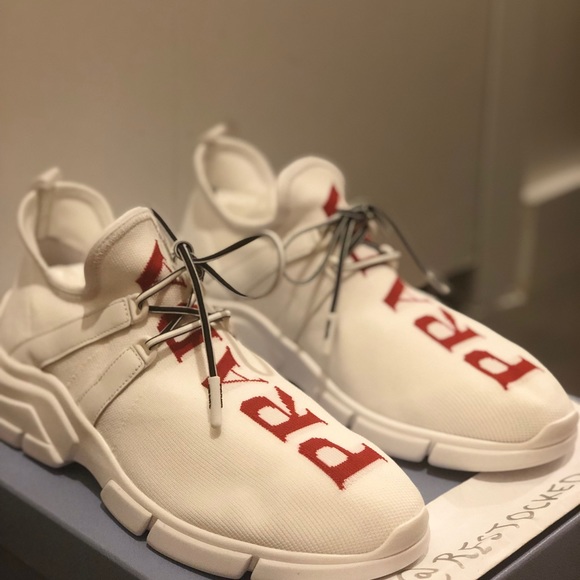 Prada Knit Sock Sneaker with Red Logo sz 38 - Picture 3 of 8